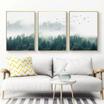 50cmx70cm Mystical Forest 3 Sets Gold Frame Canvas Wall Art - Home & Garden > Wall Art