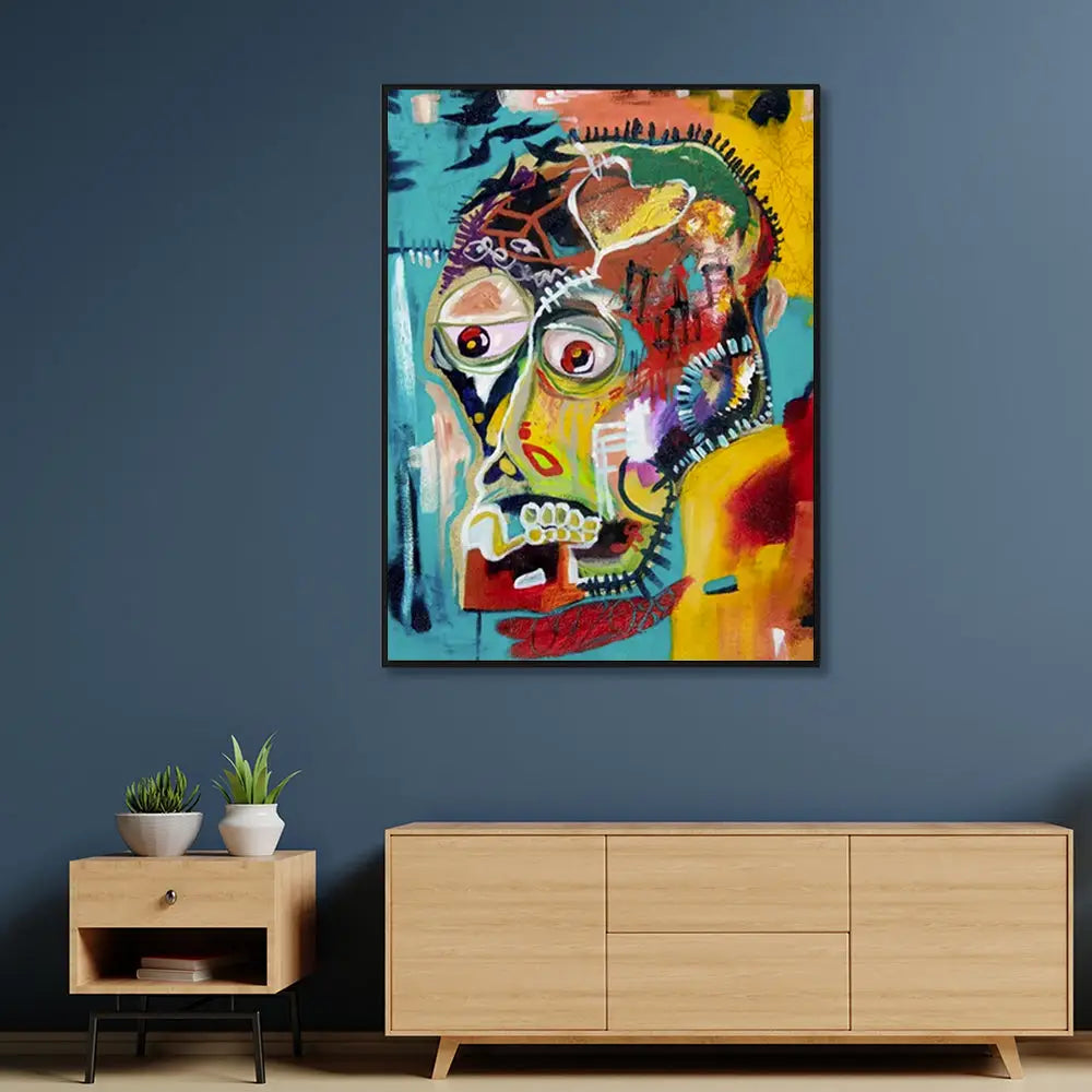 50cmx70cm Pop Art Head Black Frame Canvas Wall Art - Home & Garden > Wall Art