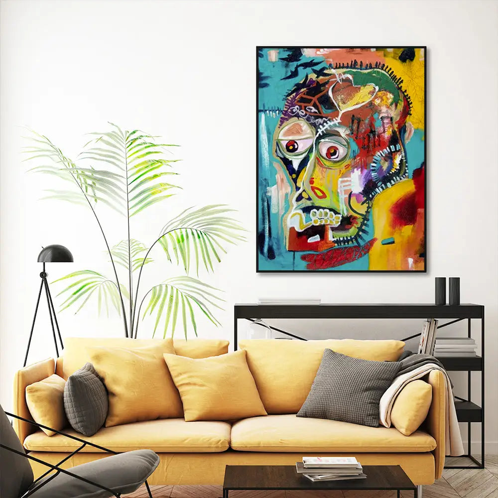 50cmx70cm Pop Art Head Black Frame Canvas Wall Art - Home & Garden > Wall Art