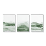 50cmx70cm Sage Green 3 Sets White Frame Canvas Wall Art - Home & Garden > Wall Art