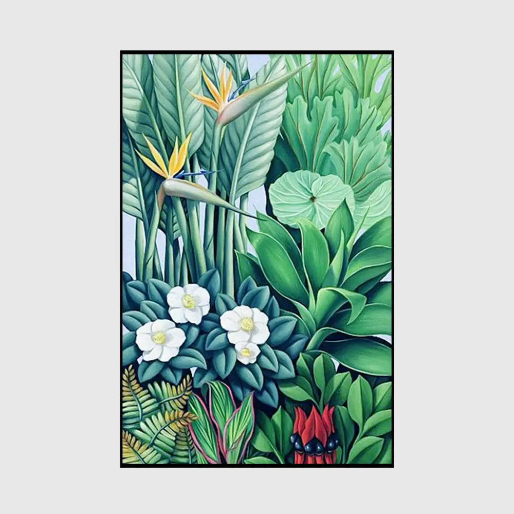 50cmx70cm Tropical plants Black Frame Canvas Wall Art - Home & Garden > Wall Art