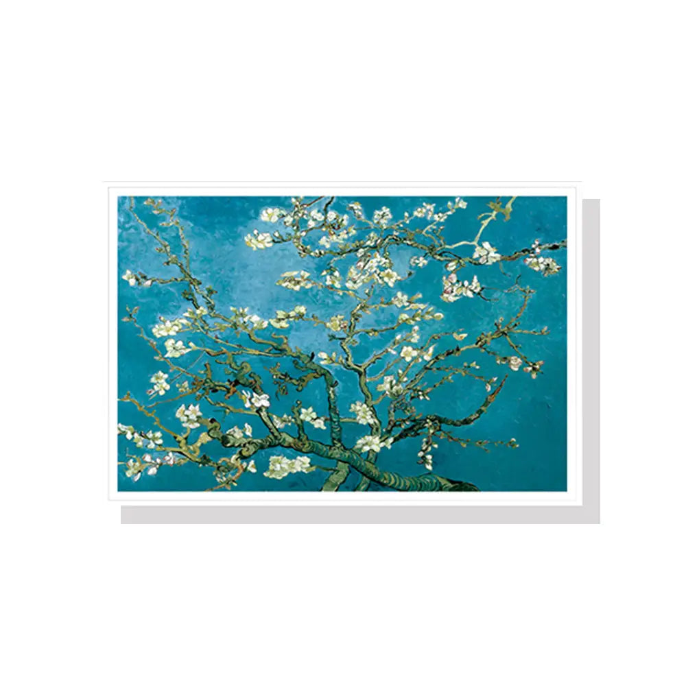 50cmx70cm Van Gogh Almond Blossom White Frame Canvas Wall Art - Home & Garden > Wall Art