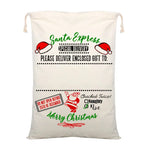 50x70cm Canvas Hessian Christmas Santa Sack Xmas Stocking Reindeer Kids Gift Bag Cream - Delivery Enclosed Gift