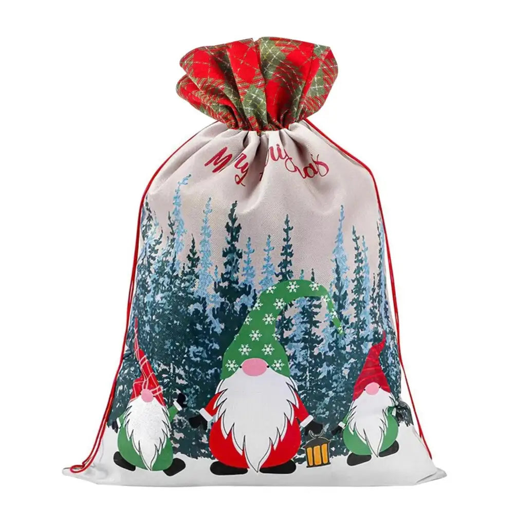 50x70cm Canvas Hessian Christmas Santa Sack Xmas Stocking Reindeer Kids Gift Bag Cream - Faceless Santa (B) - Occasions