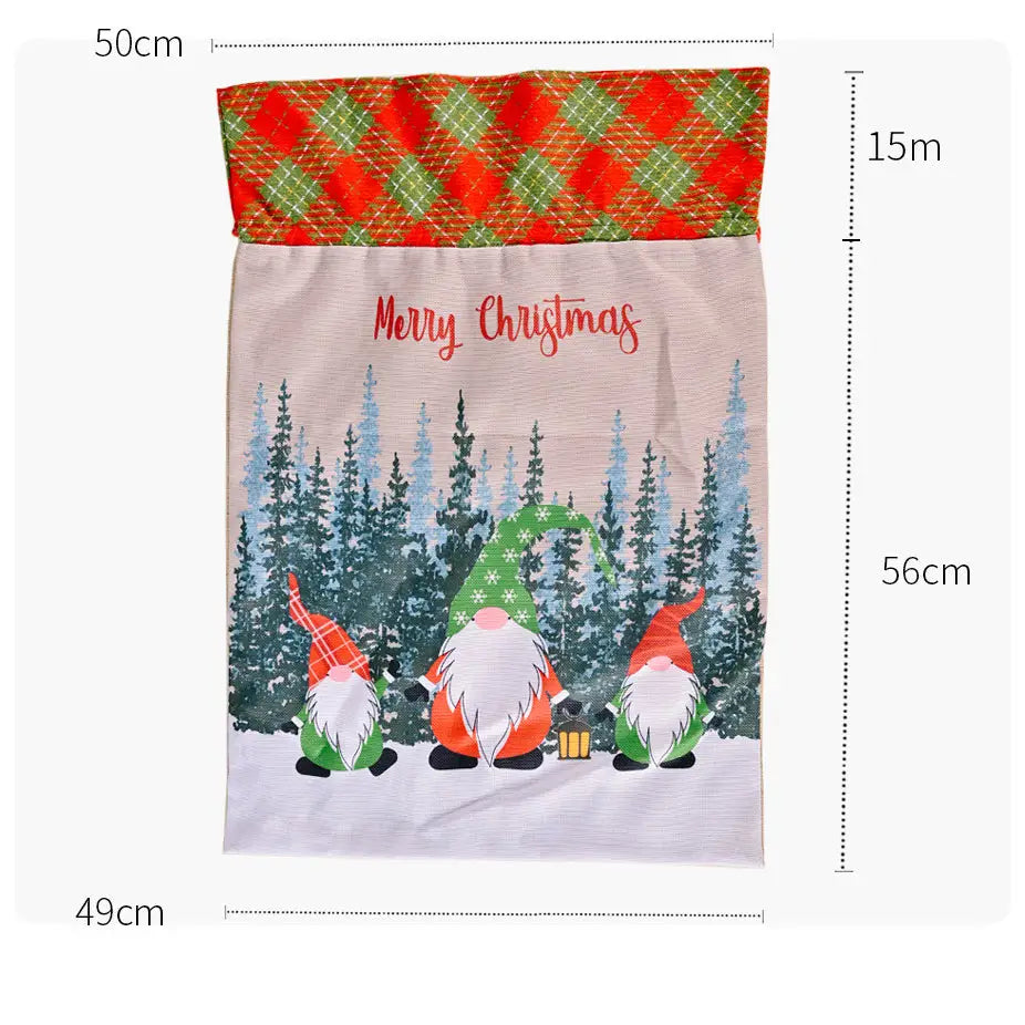 50x70cm Canvas Hessian Christmas Santa Sack Xmas Stocking Reindeer Kids Gift Bag Cream - Faceless Santa (B) - Occasions