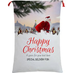 50x70cm Canvas Hessian Christmas Santa Sack Xmas Stocking Reindeer Kids Gift Bag Santa On The Way - Occasions >