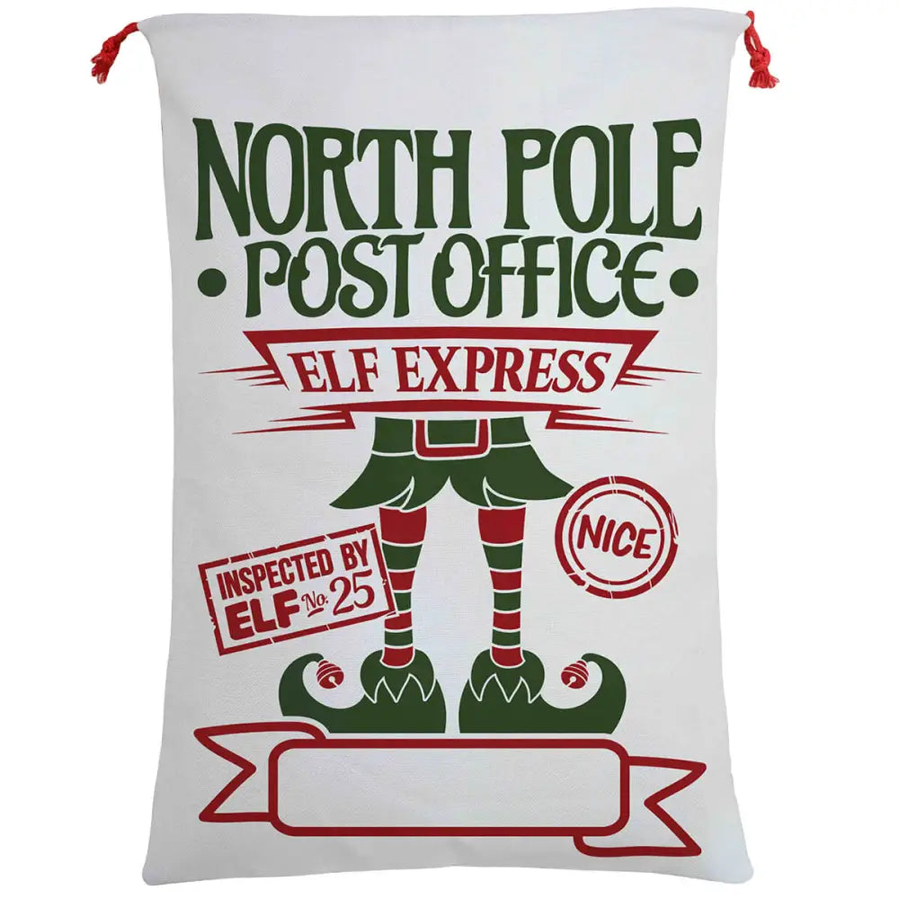 50x70cm Canvas Hessian Christmas Santa Sack Xmas Stocking Reindeer Kids Gift Bag Cream - Elf Express - Occasions >