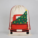 50x70cm Canvas Hessian Christmas Santa Sack Xmas Stocking Reindeer Kids Gift Bag Cream - Van Delivery - Occasions >