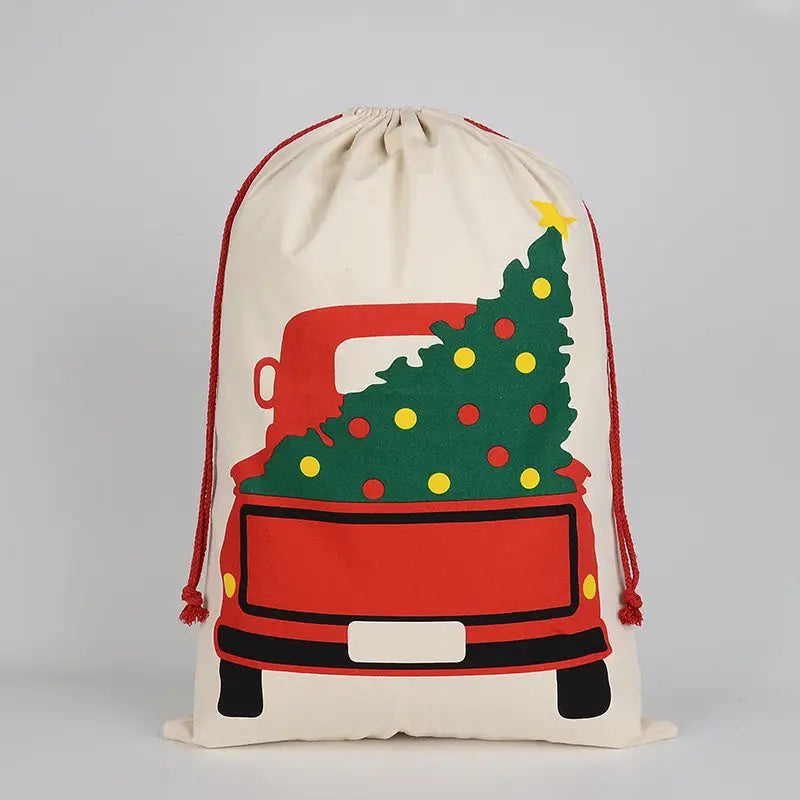 50x70cm Canvas Hessian Christmas Santa Sack Xmas Stocking Reindeer Kids Gift Bag Cream - Van Delivery - Occasions >
