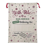 50x70cm Canvas Hessian Christmas Santa Sack Xmas Stocking Reindeer Kids Gift Bag Cream - Snowflakes Delivery