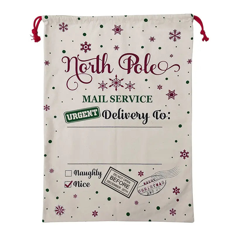 50x70cm Canvas Hessian Christmas Santa Sack Xmas Stocking Reindeer Kids Gift Bag Cream - Snowflakes Delivery
