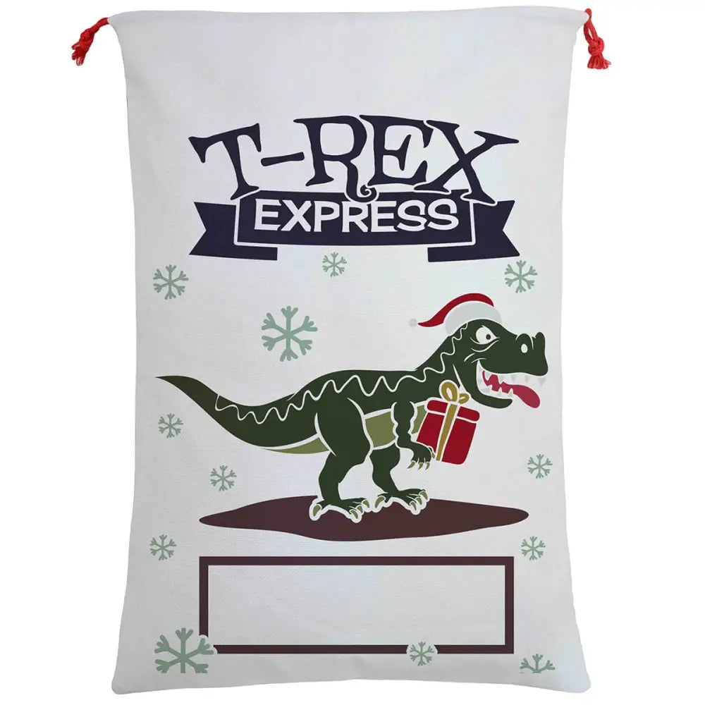 50x70cm Canvas Hessian Christmas Santa Sack Xmas Stocking Reindeer Kids Gift Bag Cream - T-Rex Express - Occasions >