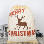 50x70cm Canvas Hessian Christmas Santa Sack Xmas Stocking Reindeer Kids Gift Bag Cream - Reindeer - Occasions >