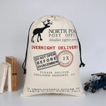 50x70cm Canvas Hessian Christmas Santa Sack Xmas Stocking Reindeer Kids Gift Bag Cream - Reindeer Express Delivery