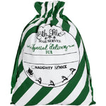 50x70cm Canvas Hessian Christmas Santa Sack Xmas Stocking Reindeer Kids Gift Bag Green - North Pole Mail Service