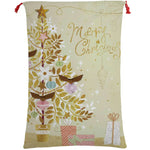 50x70cm Canvas Hessian Christmas Santa Sack Xmas Stocking Reindeer Kids Gift Bag Merry Christmas Golden Tree