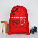 50x70cm Canvas Hessian Christmas Santa Sack Xmas Stocking Reindeer Kids Gift Bag Red - Reindeer Express Delivery