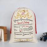 50x70cm Canvas Hessian Christmas Santa Sack Xmas Stocking Reindeer Kids Gift Bag Cream - Overnight Service For (3)