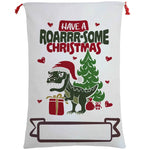 50x70cm Canvas Hessian Christmas Santa Sack Xmas Stocking Reindeer Kids Gift Bag Have A Roar-some Christmas - Occasions