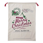 50x70cm Canvas Hessian Christmas Santa Sack Xmas Stocking Reindeer Kids Gift Bag Cream - Happy New Year - Occasions >