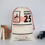 50x70cm Canvas Hessian Christmas Santa Sack Xmas Stocking Reindeer Kids Gift Bag Cream - Delivery on December 25