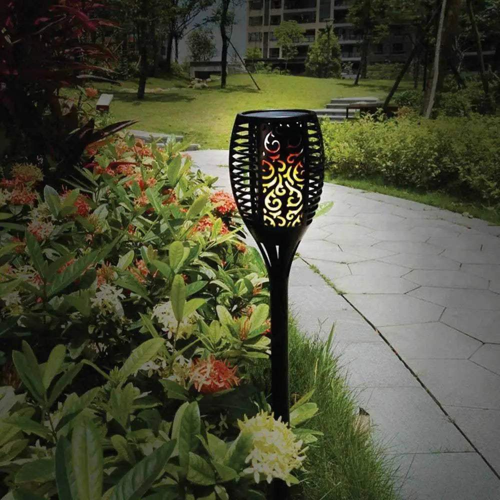 51 LED Bulbs Torch Solar Garden Outdoor Flame Dancing Flickering Light Auto Lamp - Home & Garden > Lighting