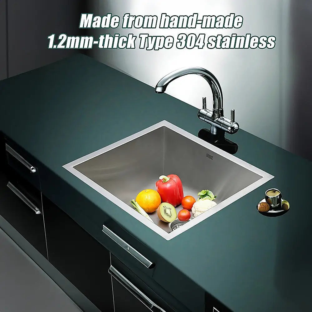 510x450mm Handmade Stainless Steel Undermount / Topmount Kitchen Laundry Sink with Waste - Furniture > Bathroom > Sinks