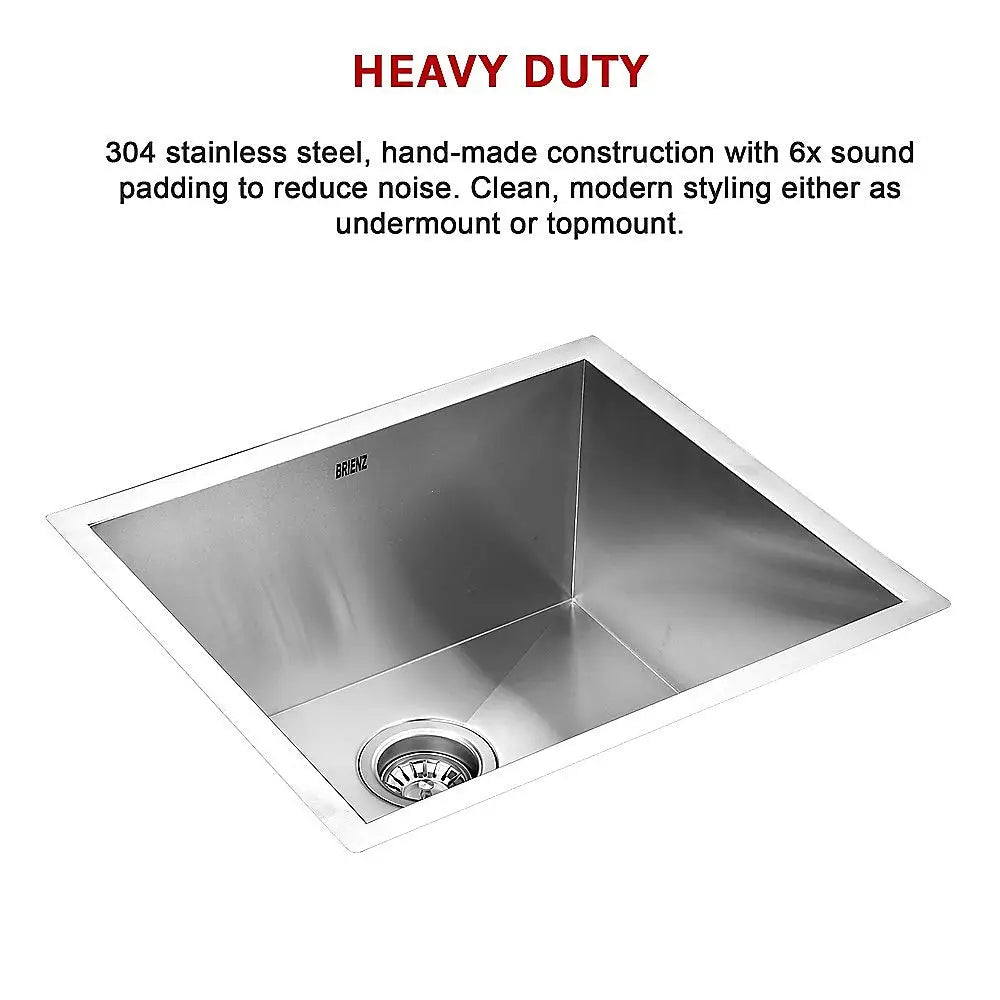510x450mm Handmade Stainless Steel Undermount / Topmount Kitchen Laundry Sink with Waste - Furniture > Bathroom > Sinks