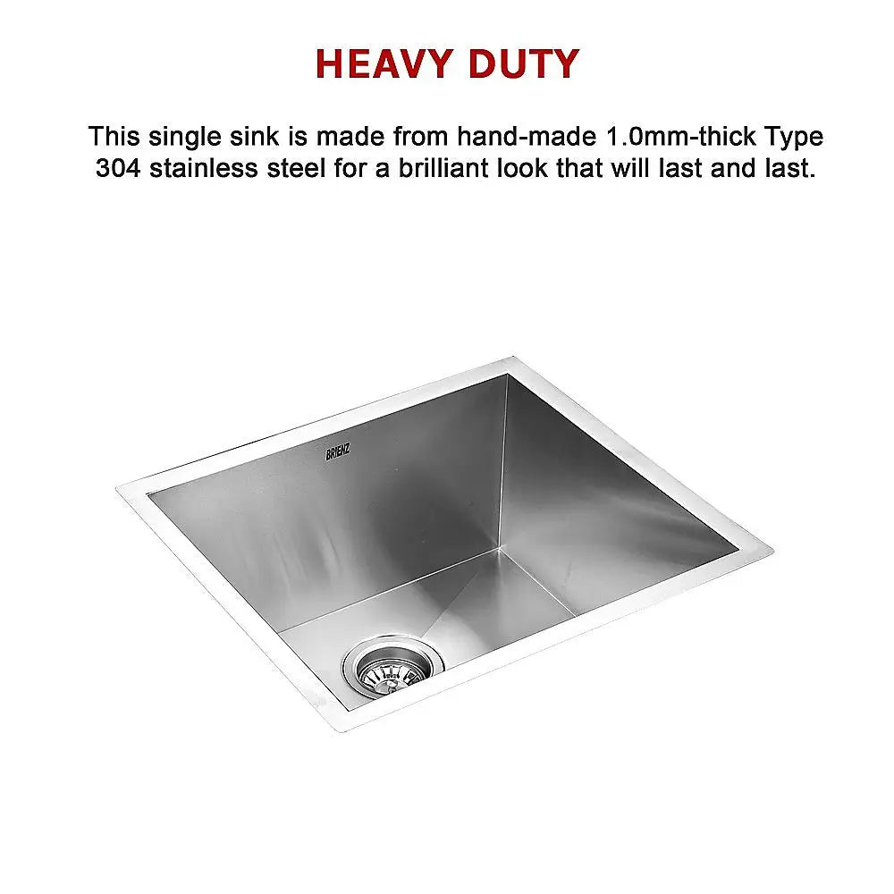 510x450mm Handmade Stainless Steel Undermount / Topmount Kitchen Laundry Sink with Waste - Furniture > Bathroom > Sinks