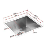 510x450mm Handmade Stainless Steel Undermount / Topmount Kitchen Laundry Sink with Waste - Furniture > Bathroom > Sinks