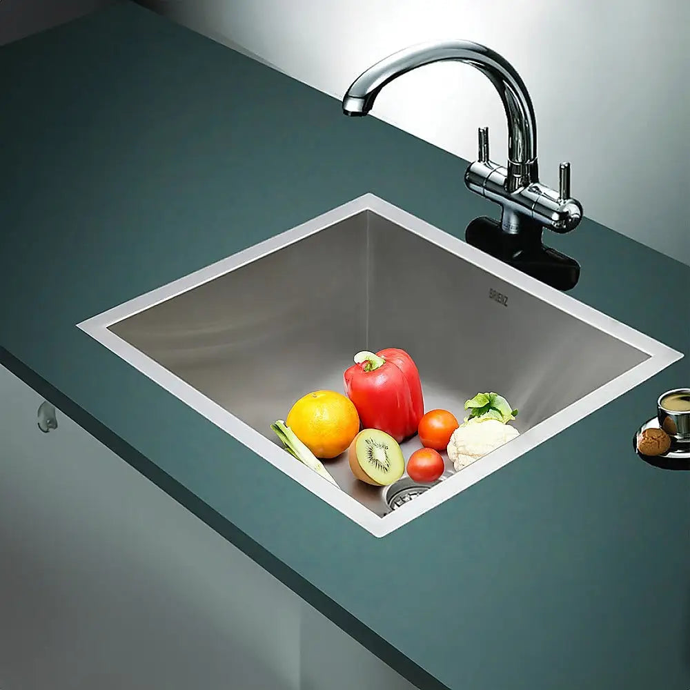 510x450mm Handmade Stainless Steel Undermount / Topmount Kitchen Laundry Sink with Waste - Furniture > Bathroom > Sinks
