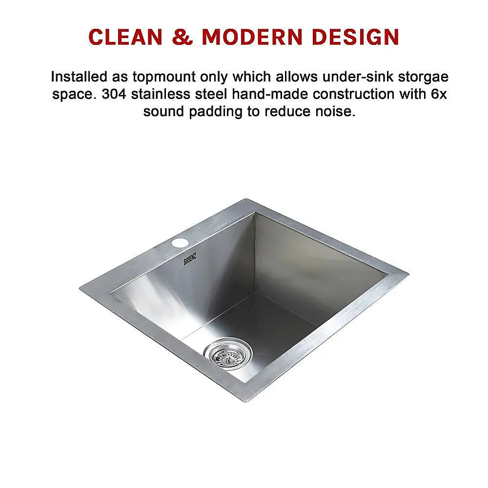 530x505mm Handmade Stainless Steel Topmount Kitchen Laundry Sink with Waste - Furniture > Bathroom > Sinks