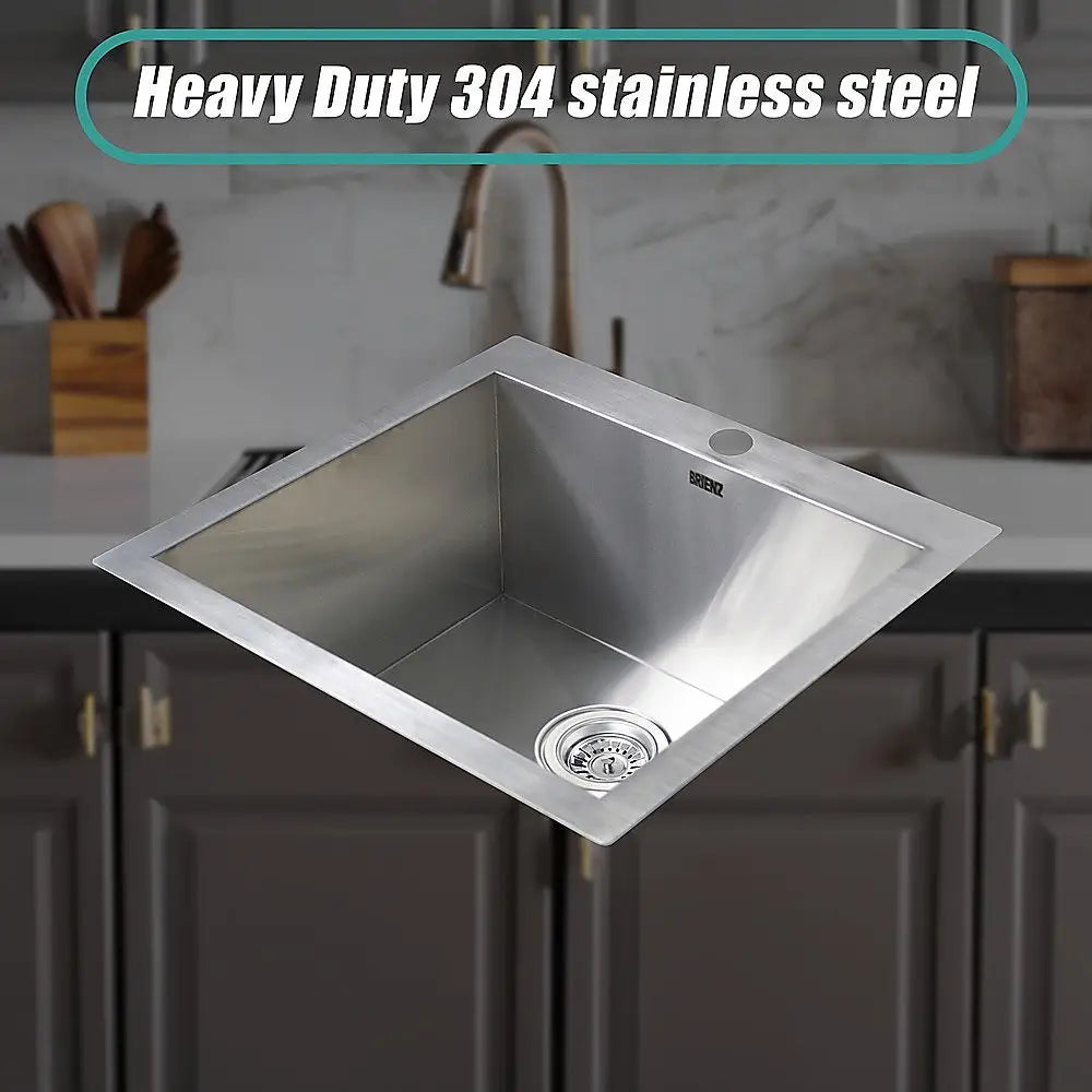 530x505mm Handmade Stainless Steel Topmount Kitchen Laundry Sink with Waste - Furniture > Bathroom > Sinks