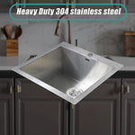 530x505mm Handmade Stainless Steel Topmount Kitchen Laundry Sink with Waste - Furniture > Bathroom > Sinks