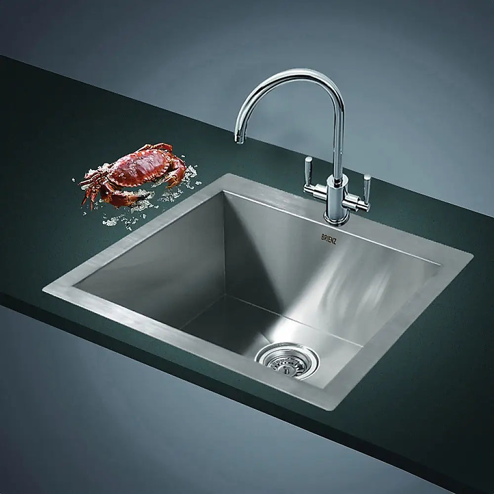 530x505mm Handmade Stainless Steel Topmount Kitchen Laundry Sink with Waste - Furniture > Bathroom > Sinks