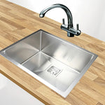 550x455mm Handmade 1.5mm Stainless Steel Undermount / Topmount Kitchen Sink with Square Waste - Furniture > Bathroom >