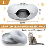 59 x 29cm Cat Tunnel Bed Dark Grey Felt Pet Puppy Nest Cave Toy Light Grey - Pet Care > Dog Supplies > Dog Beds