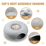 59 x 29cm Cat Tunnel Bed Dark Grey Felt Pet Puppy Nest Cave Toy Light Grey - Pet Care > Dog Supplies > Dog Beds