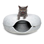 59 x 29cm Cat Tunnel Bed Dark Grey Felt Pet Puppy Nest Cave Toy Light Grey - Pet Care > Dog Supplies > Dog Beds