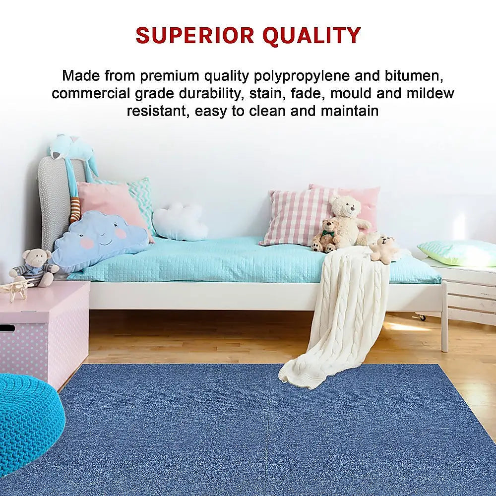 5m2 Box of Premium Carpet Tiles Commercial Domestic Office Heavy Use Flooring Blue - Furniture > Office