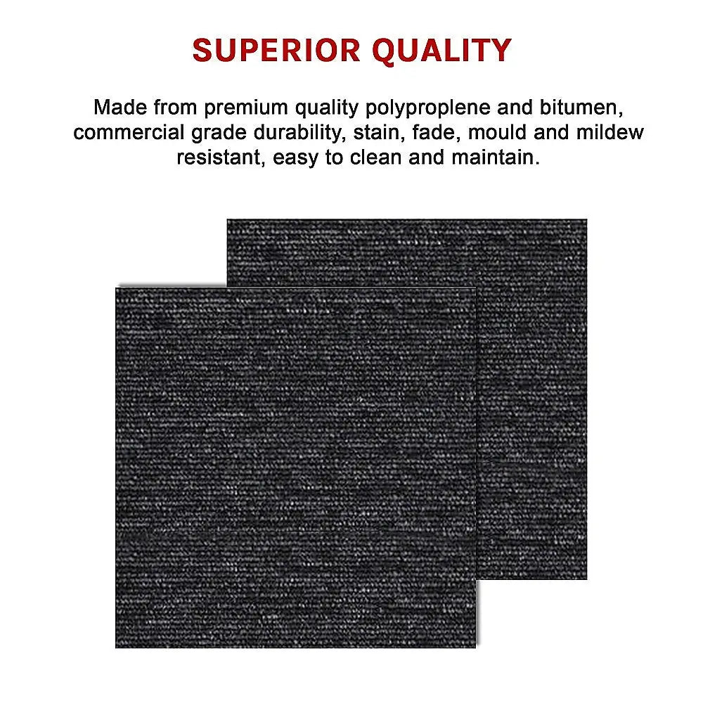 5m2 Box of Premium Carpet Tiles Commercial Domestic Office Heavy Use Flooring Charcoal - Furniture > Office