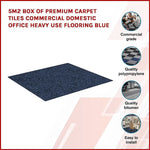 5m2 Box of Premium Carpet Tiles Commercial Domestic Office Heavy Use Flooring Blue - Furniture > Office