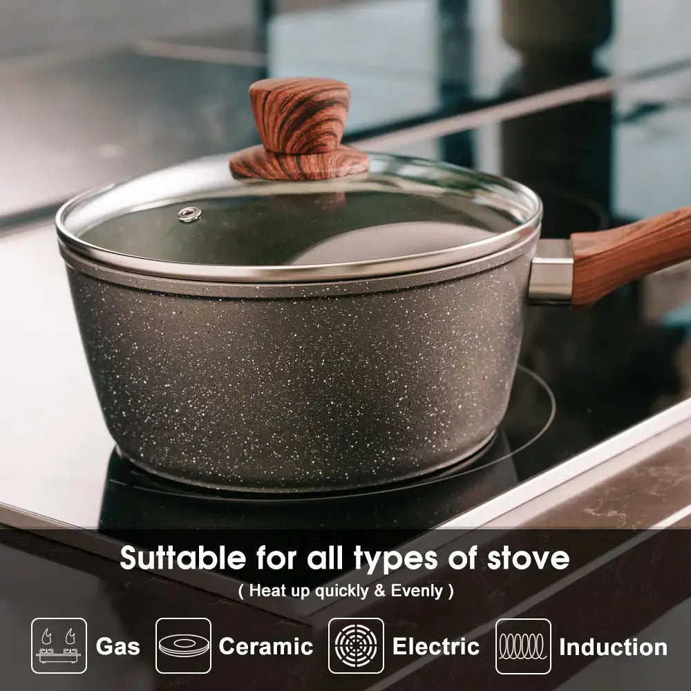 5Pieces Non-Stick Marble Coating Saucepan/Casserole/Fry Pan Cookware Set - Home & Garden > Kitchenware > Kitchen