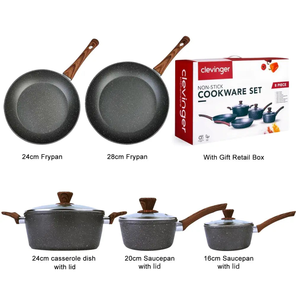 5Pieces Non-Stick Marble Coating Saucepan/Casserole/Fry Pan Cookware Set - Home & Garden > Kitchenware > Kitchen