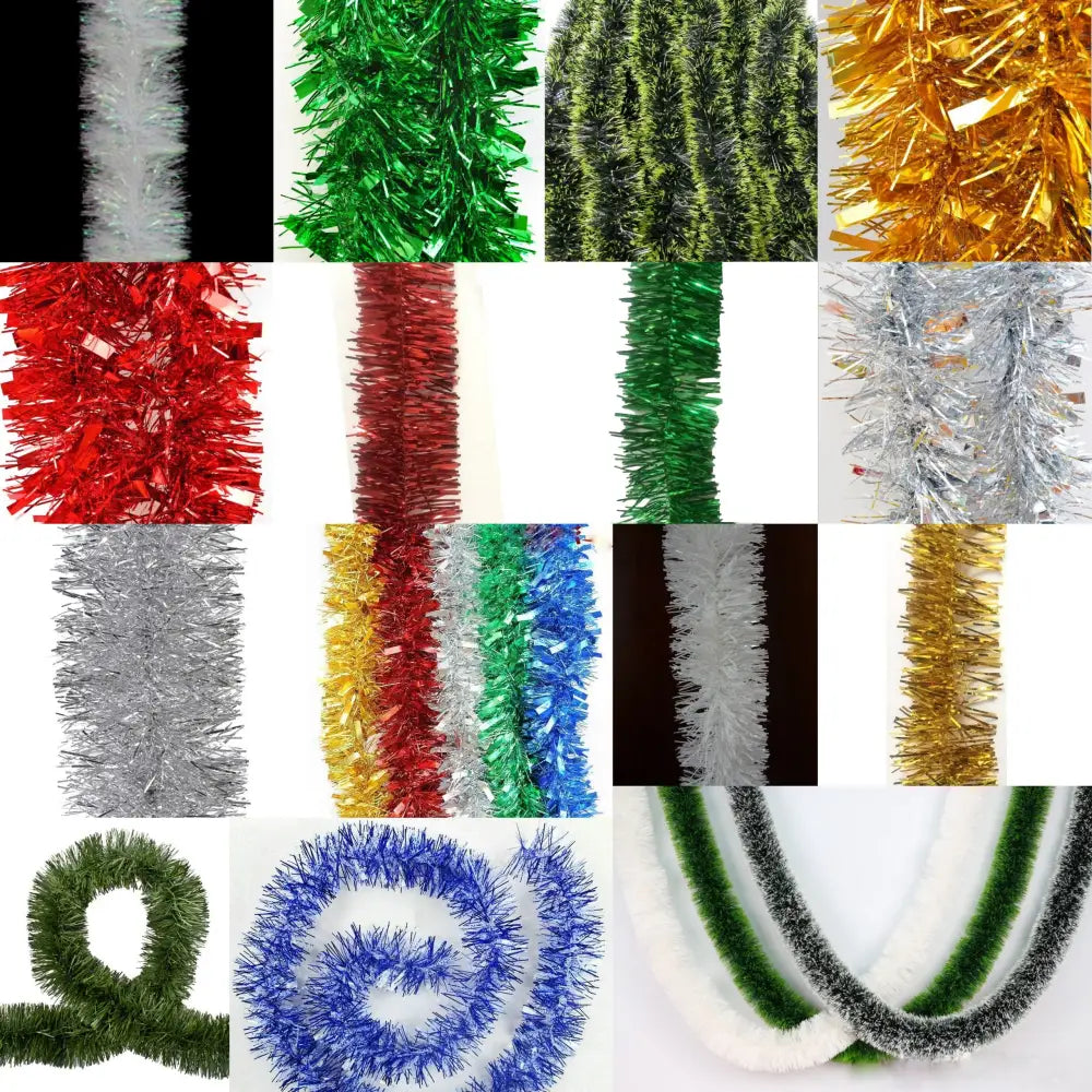 5x 2.5m Christmas Tinsel Xmas Garland Sparkly Snowflake Party Natural Home Décor Pine Green - Occasions > Christmas >