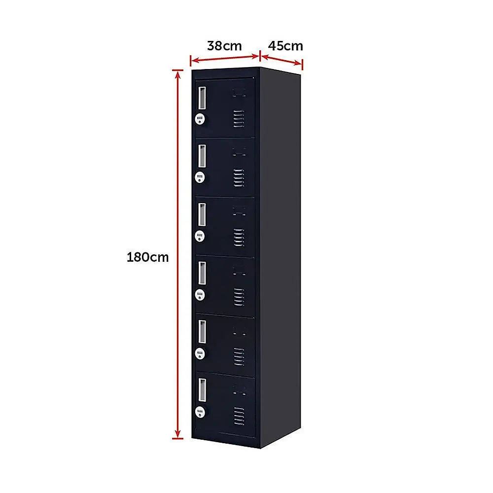 6-Door Locker for Office Gym Shed School Home Storage - Furniture > Office