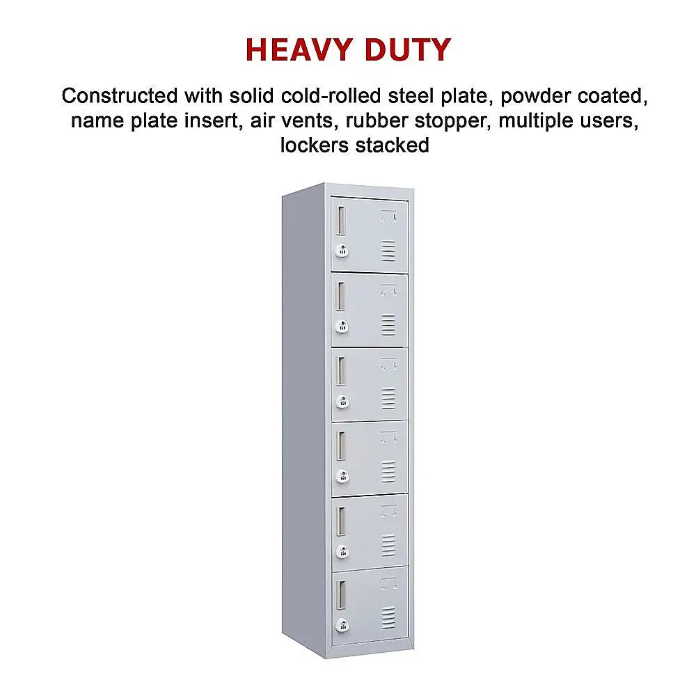 6-Door Locker for Office Gym Shed School Home Storage - Furniture > Office