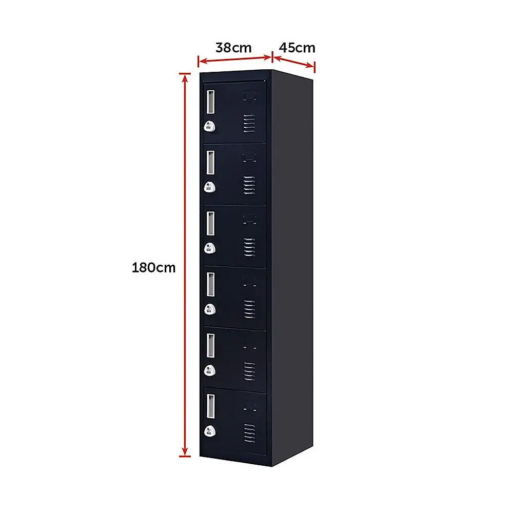 6-Door Locker for Office Gym Shed School Home Storage - Furniture > Office