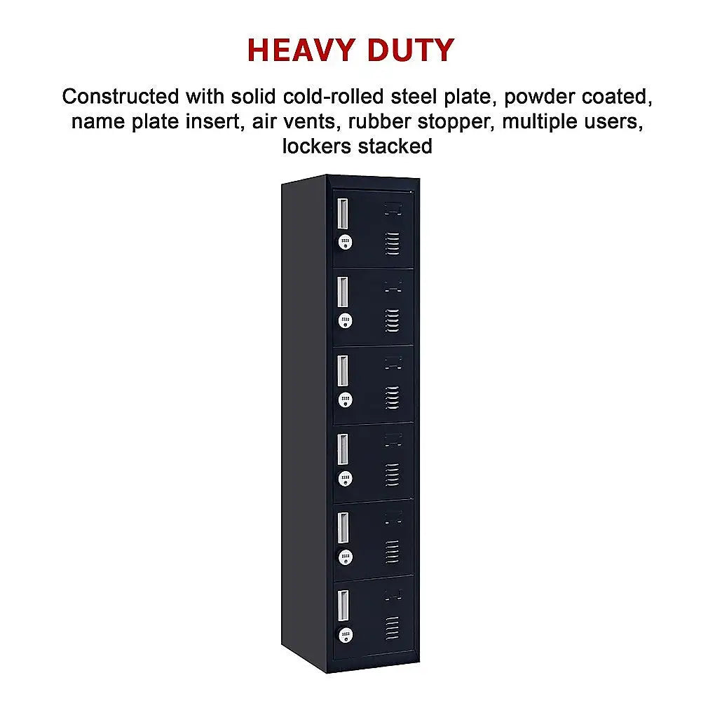 6-Door Locker for Office Gym Shed School Home Storage - Furniture > Office