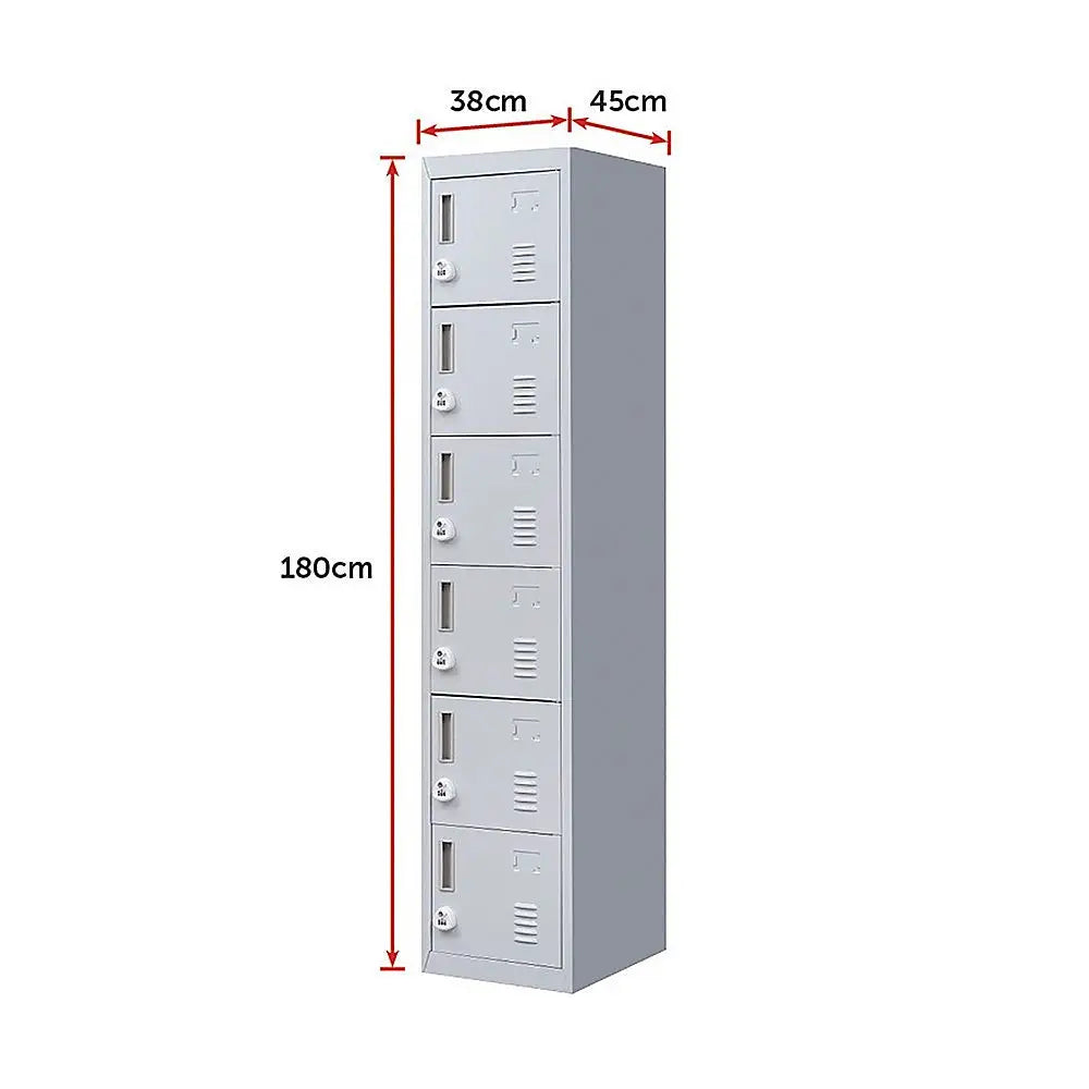 6-Door Locker for Office Gym Shed School Home Storage - Furniture > Office